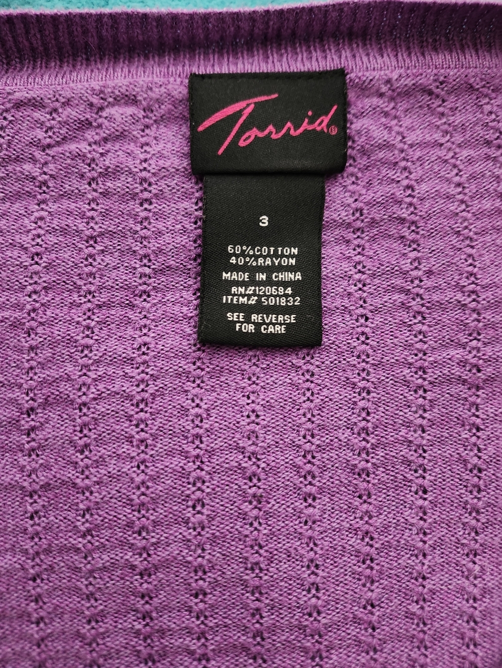 Plus Size Purple Button-Front V-Neck Sweater Size 22/24 - Picture 5 of 5